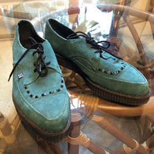 TUK Turquoise Suede Pointed Toe Creepers